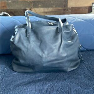 Spacious Blue Tote with Metal Hardware
